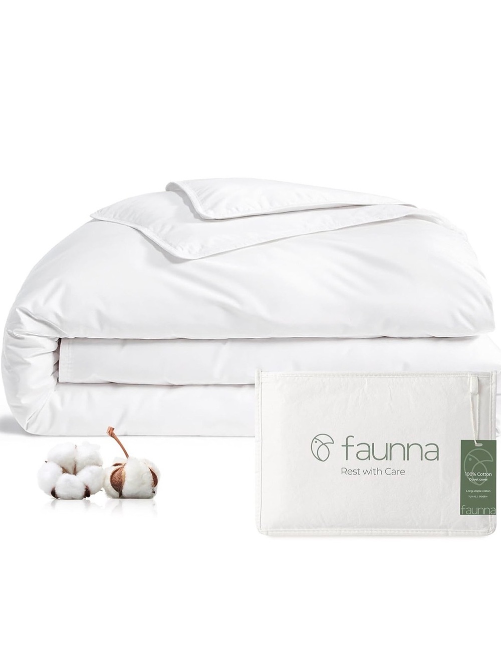 Faunna White Cotton Duvet Cover